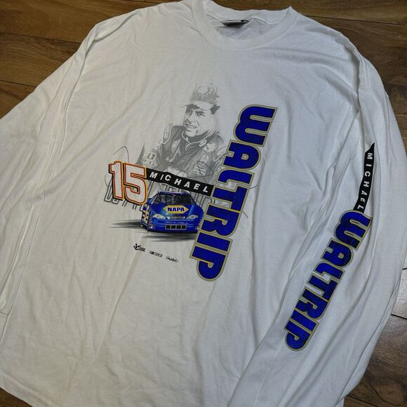 Michael Waltrip #15 NASCAR Chase Authentics Mens XL White Long Sleeve Shirt - Picture 3 of 16